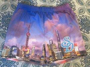 Snow Day Shanghai Skyline Mesh Cityscape Shorts